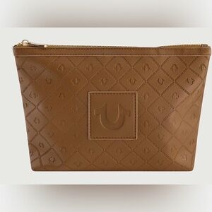 True Religion medium brown cocoa color cosmetic bag personal care